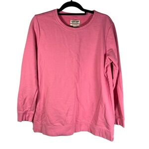 Lands' End Serious Sweats Womens Sweatshirt‎ Crew Neck Pink Cotton Blend Large
